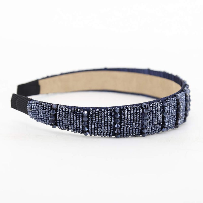 BTWTRY Navy Blue Broadside Hand Made Crystal Headband Fashion Lssuing Boutique Press Hair Headband for Woman and Girl Hair Accessories (Navy Blue) - Image 5